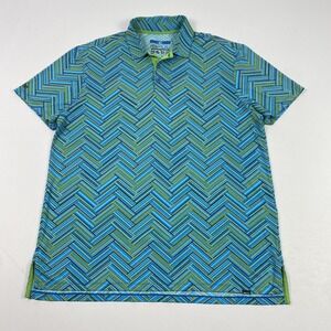 IBKUL Polo Shirt Mens Large Geometric Print Golf Performance Short Sleeve